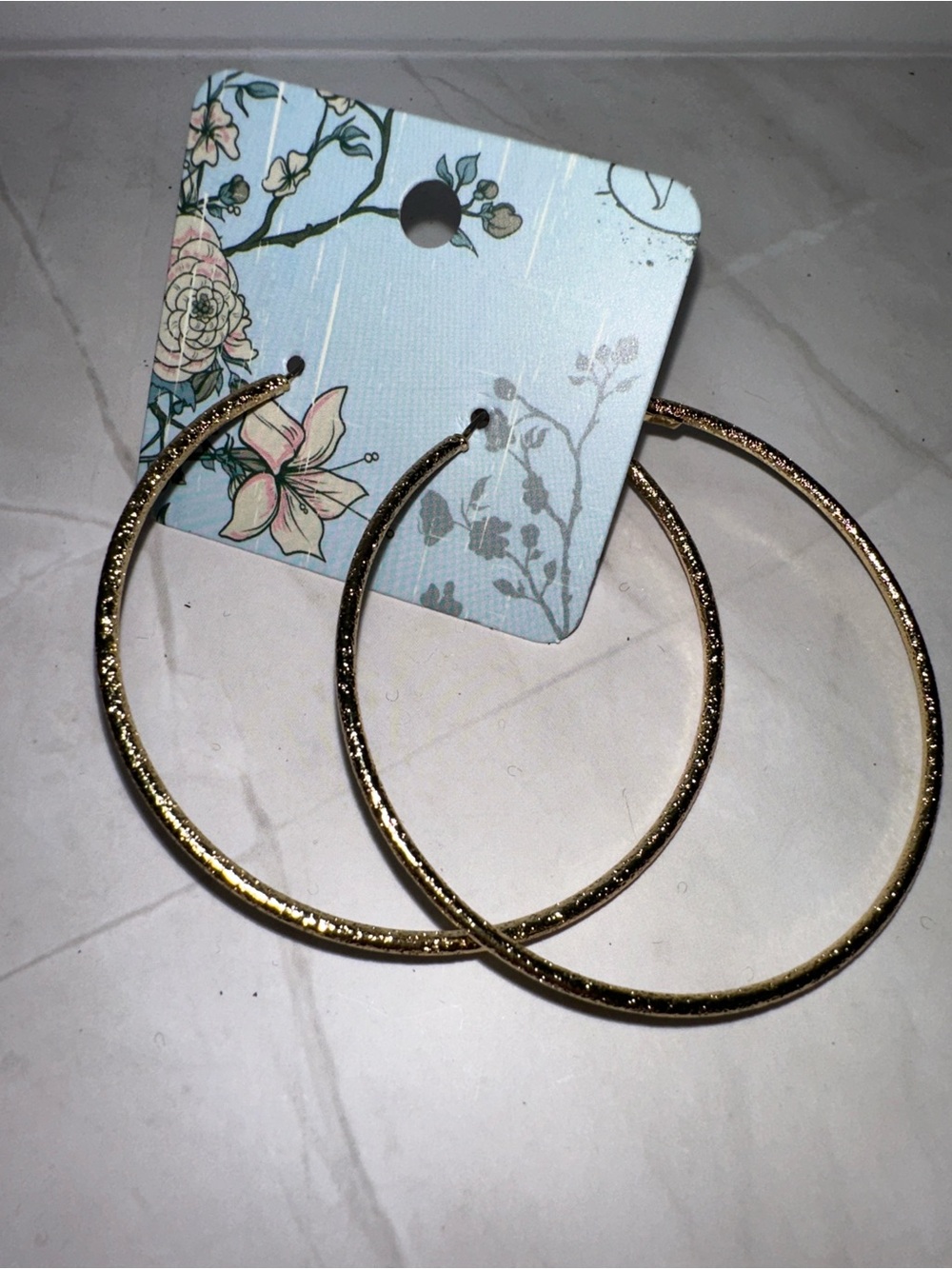 Gold Textured Large Hoop Earrings - Women Jewelry Earrings
